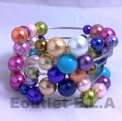 RAINBOW SHELL PEARLS BRACELET-5 rows